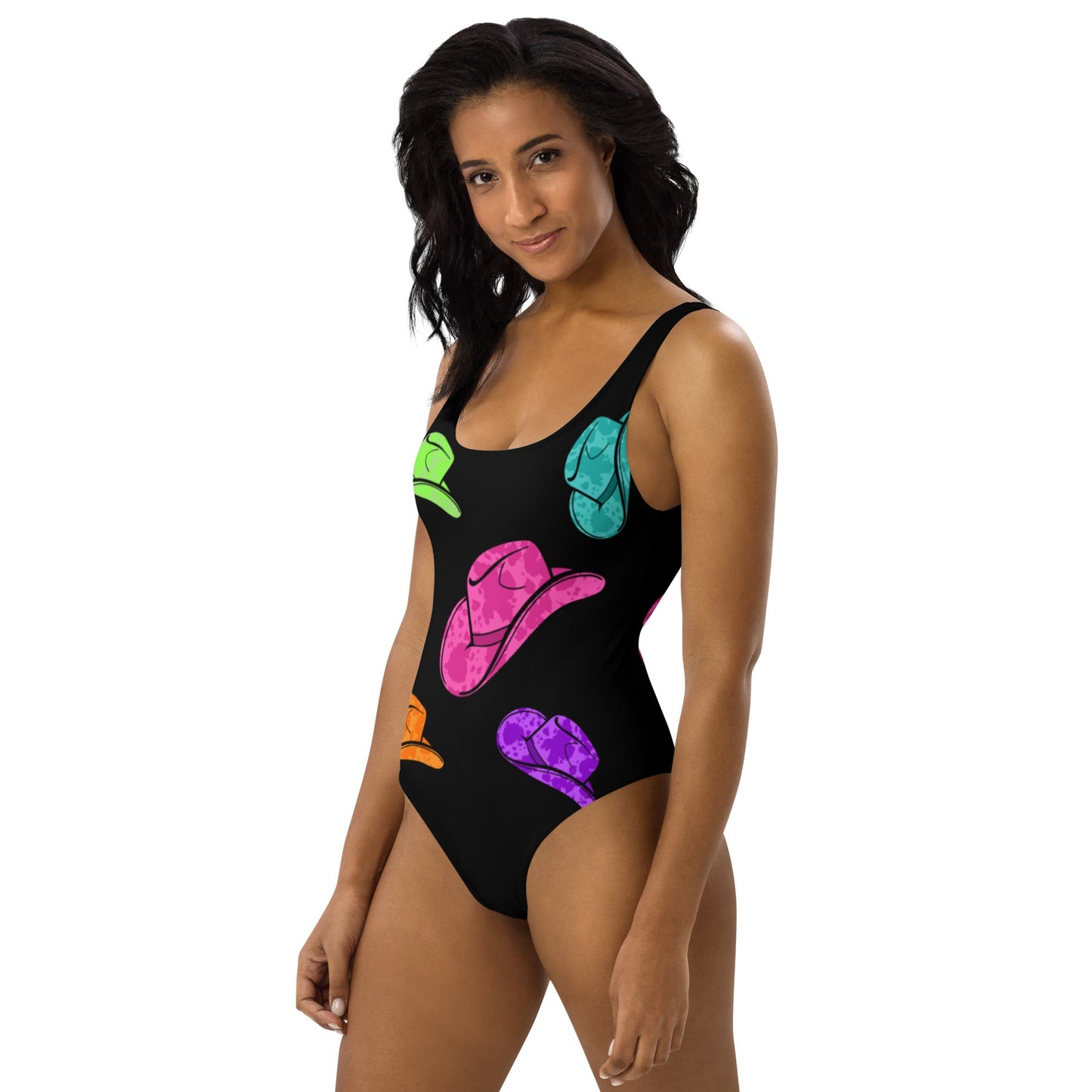 Yeehaw All Neon Hat One-Piece Swimsuit