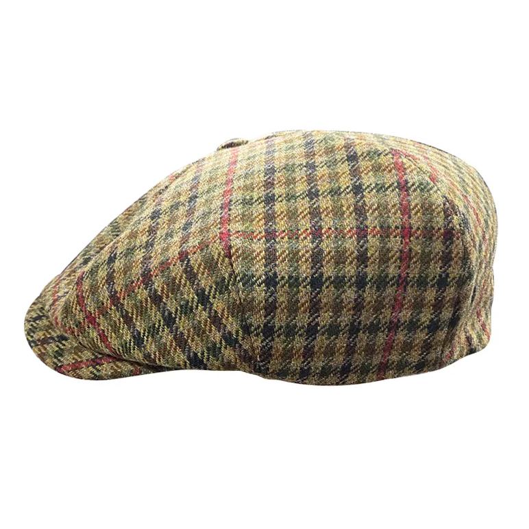 PEAKED CAPS TWEED FOUR PANEL NEWSBOY CAP