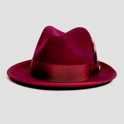 Ronnie Bikary Fedora – Burgundy[Fast shipping and box packing]