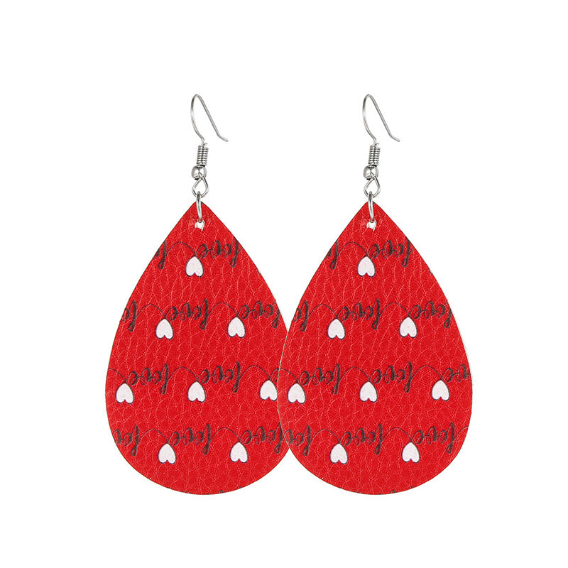 Valentine's Day Hearts Print Teardrop Earrings