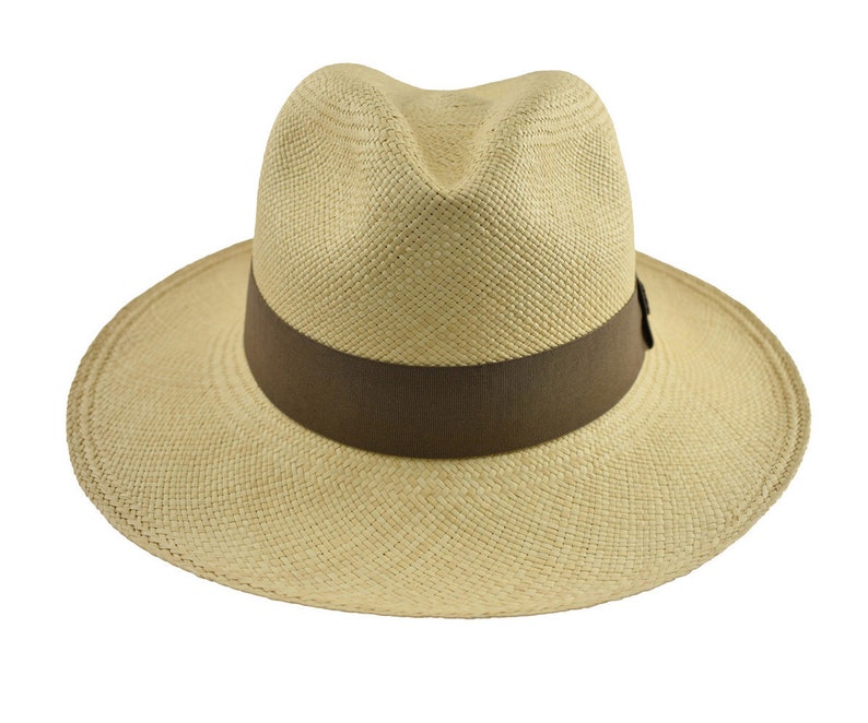 Classic Fedora | Genuine Panama Hat | Natural Toquilla Straw | Brown Band | Handwoven in Ecuador - EA - HatBox Included