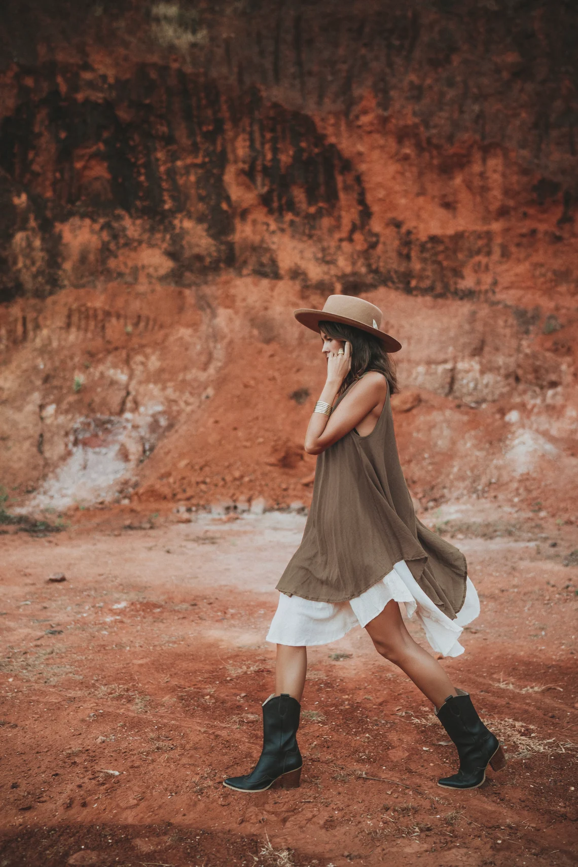 Boho Midi Dress Black/Cotton Gypsy Dress