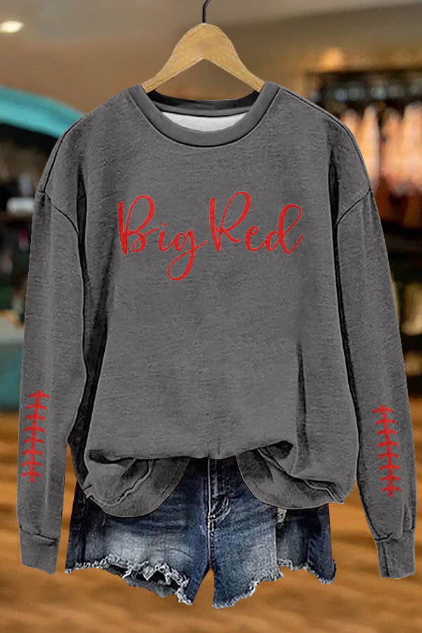 Football Go Big Red Gameday Print Sweatshirt