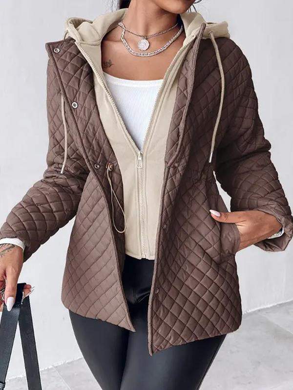 Women's Hooded Patchwork Sweatshirt Casual Cotton Coat