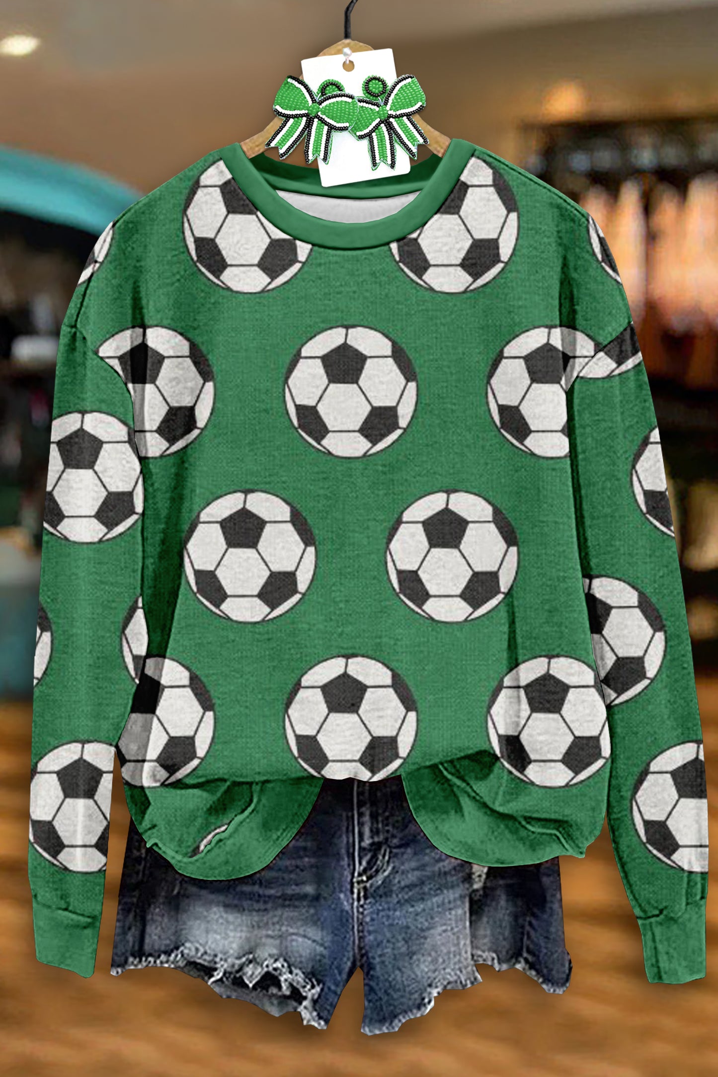 Casual Soccer Print Long Sleeve Sweatshirt