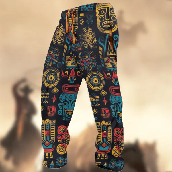 Men's Retro Country Western Tribal Pattern Pint Casual Sweatpants