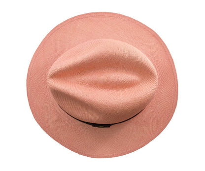 Pink Classic Fedora | Genuine Panama Hat | Toquilla Straw | Handwoven in Ecuador - EA - HatBox Included