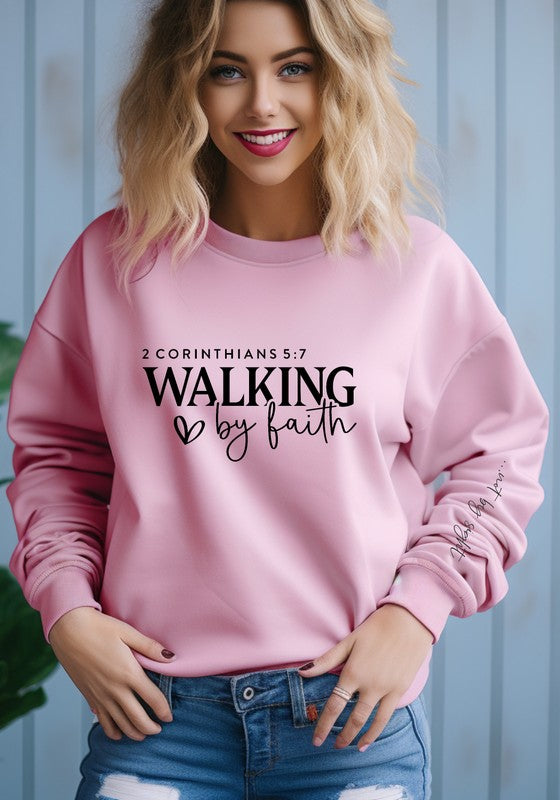 Walking by Faith, Not by Sight Crew Sweatshirt choice of colors