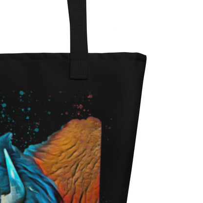 Watercolor Bison All-Over Print Large Tote Bag