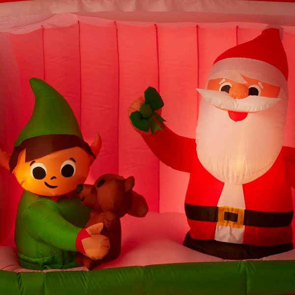 Christmas-animated inflatable santas workshop scene