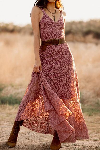 Floral Lace Slip Maxi Dress