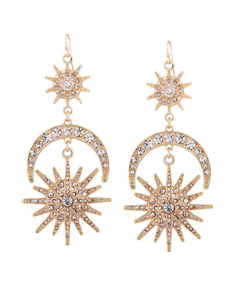 Halo Style Exquisite Rhinestone Geometric Star Earrings