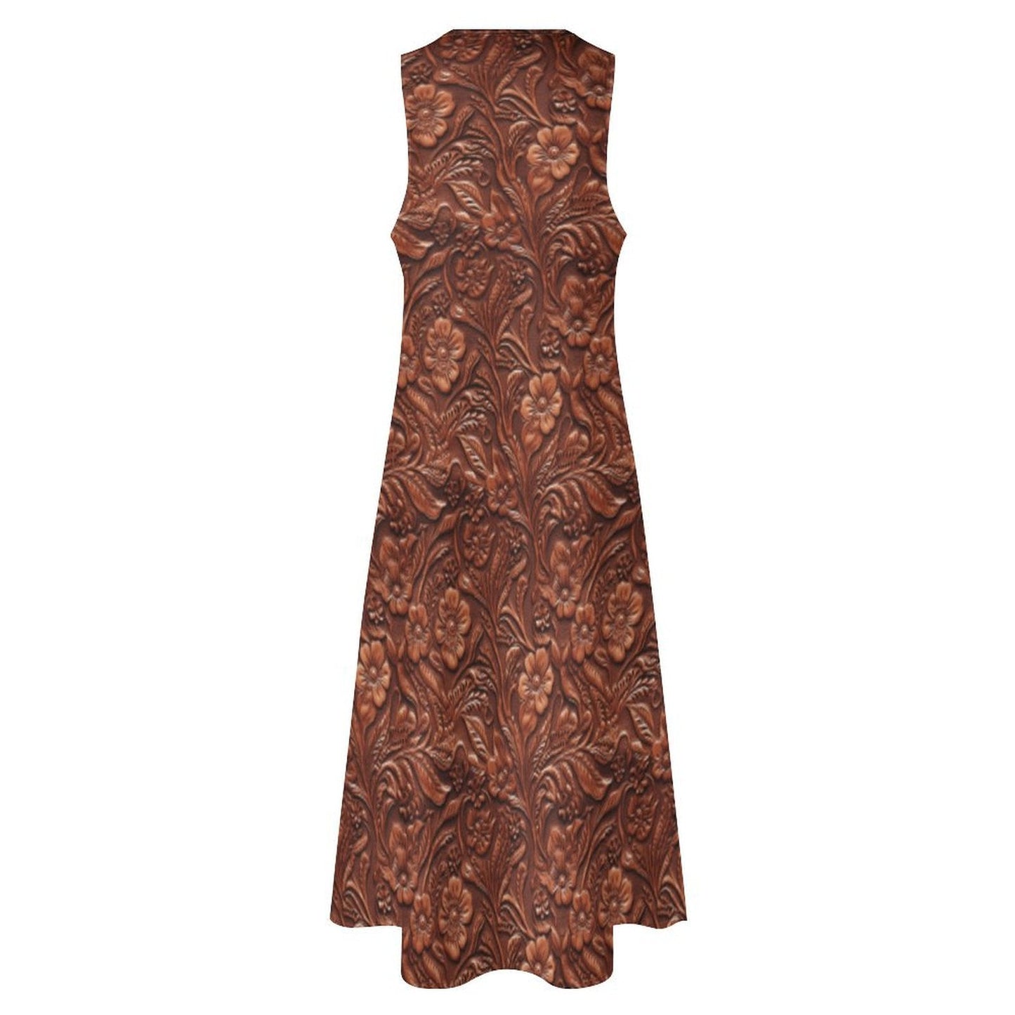 Baha Ranch Tooled Leather Print Maxi Dress