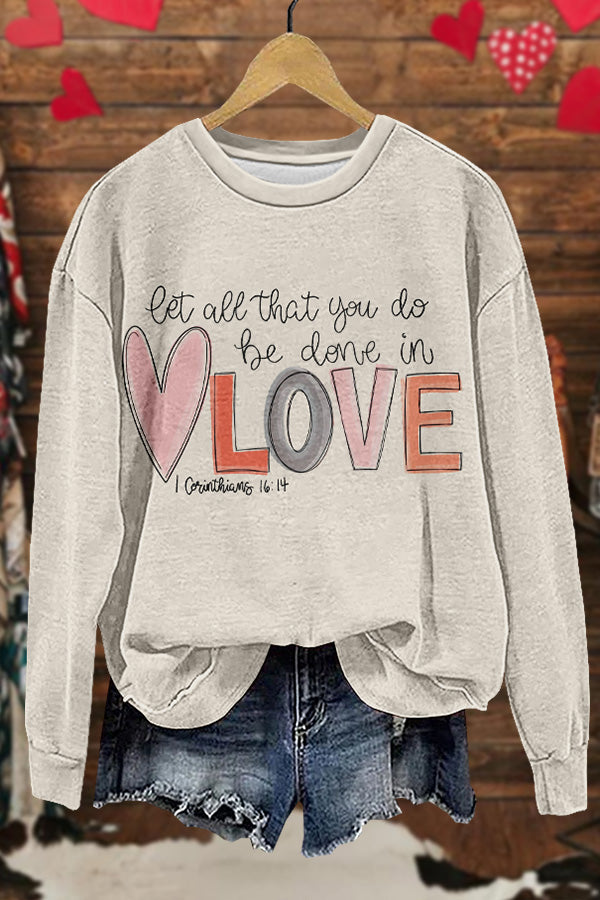 Cute Valentine's Day Print Sweatshirt