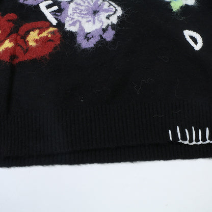 Retro Jacquard Knitted Flower Sweater