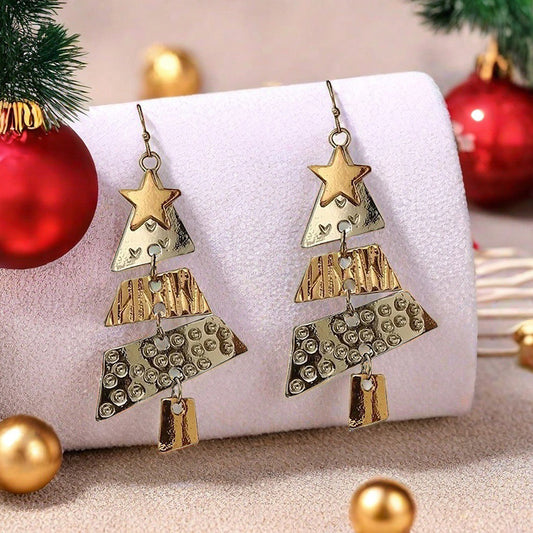 Fashionable Colourful Christmas Tree Earrings