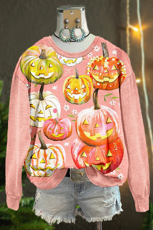 Sweet Halloween Pumpkin Print Sweatshirt