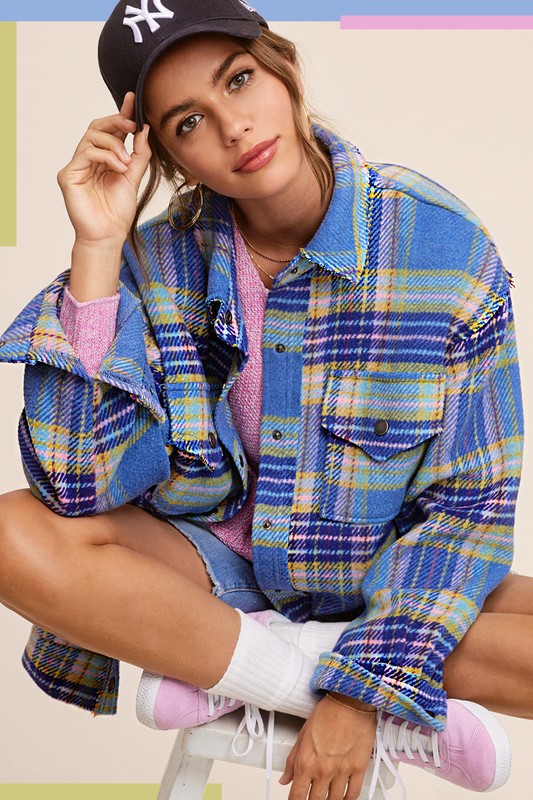 Hailee Plaid Shacket Jacket choice of colors