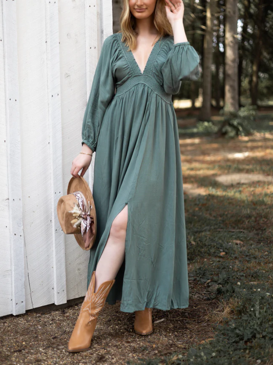 Plunge V-Neck Maxi Dress