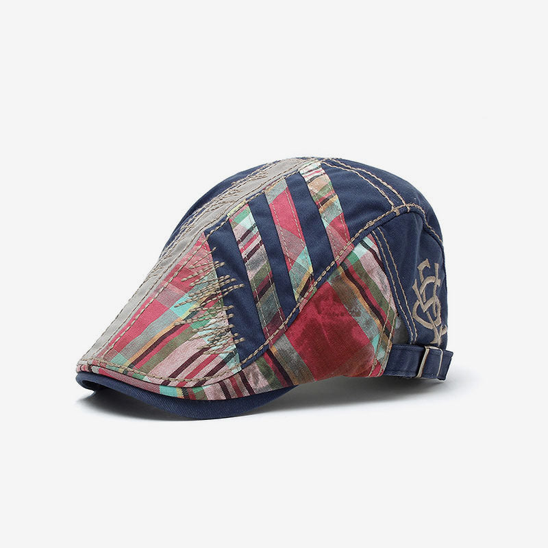 Patchwork stitching plaid forward cap