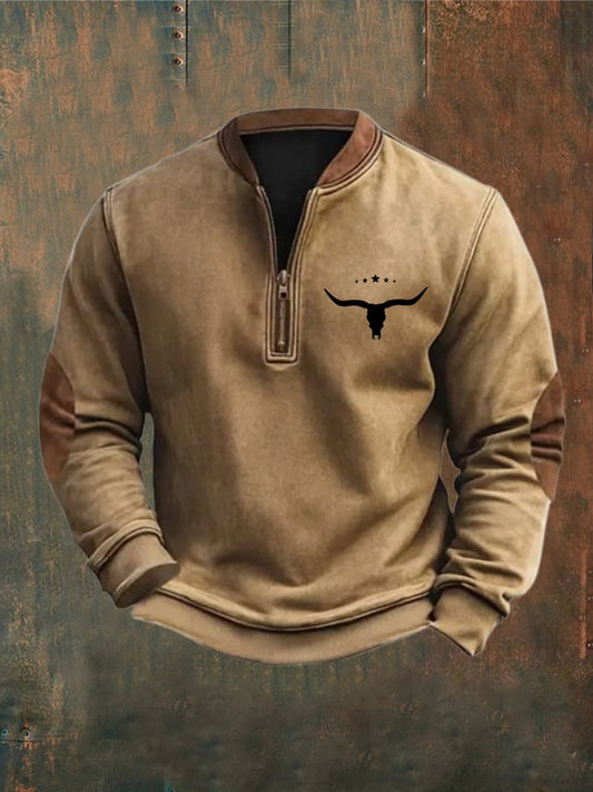 Men's Vintage Western Zip-Up Top