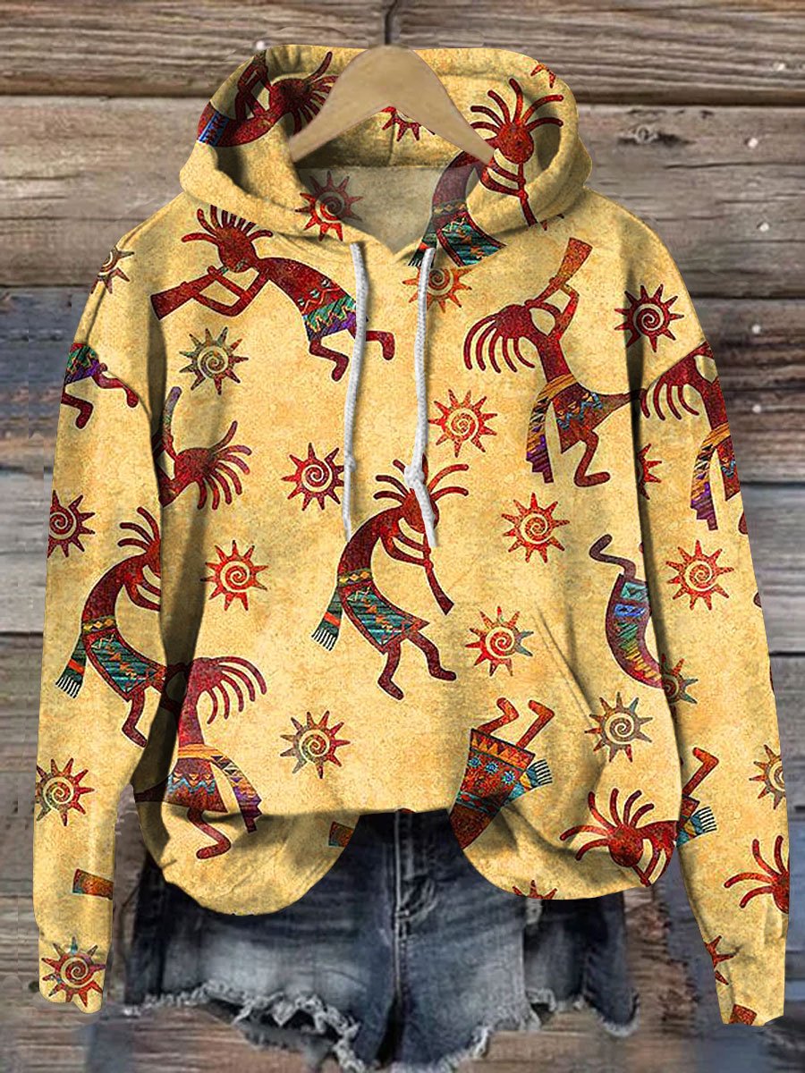 Kokopelli Art Print Casual Hoodie Sweatshirt