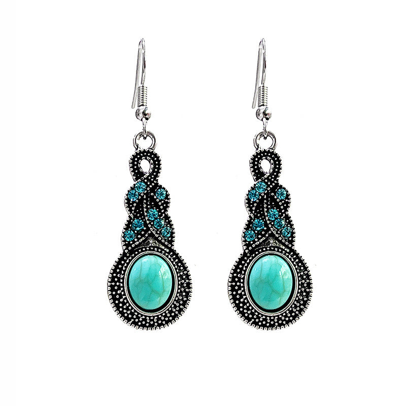 Retro Elegant Turquoise Drop Earrings