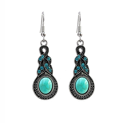 Retro Elegant Turquoise Drop Earrings