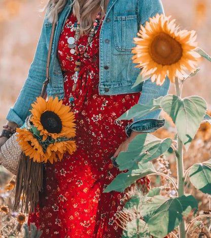 Sunflowers And That Fabulous Red Dress