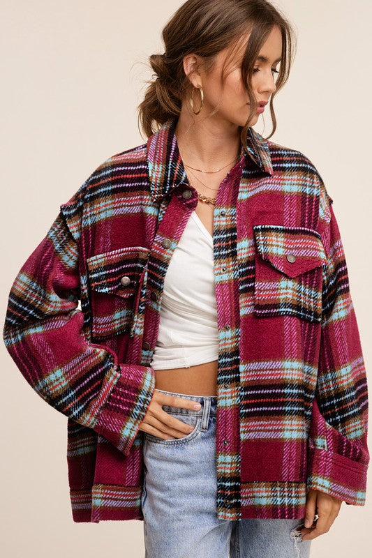 Hailee Plaid Shacket Jacket choice of colors