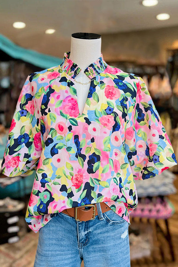 Floral Puff Sleeve Top