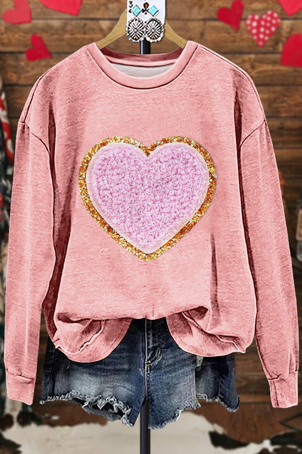 Classic Contrast Heart Valentine's Day Sweatshirt