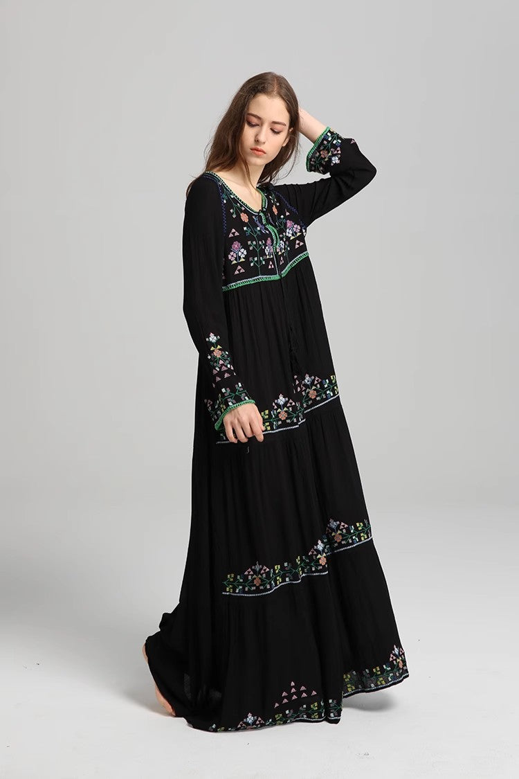 Luna Boho Embroidered Maxi Dress