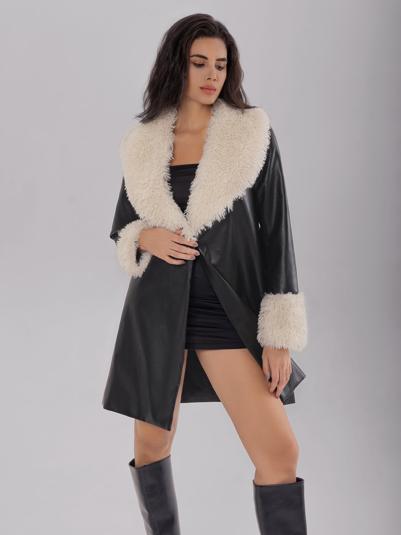 Luna Luxe Shearling-Trim Coat