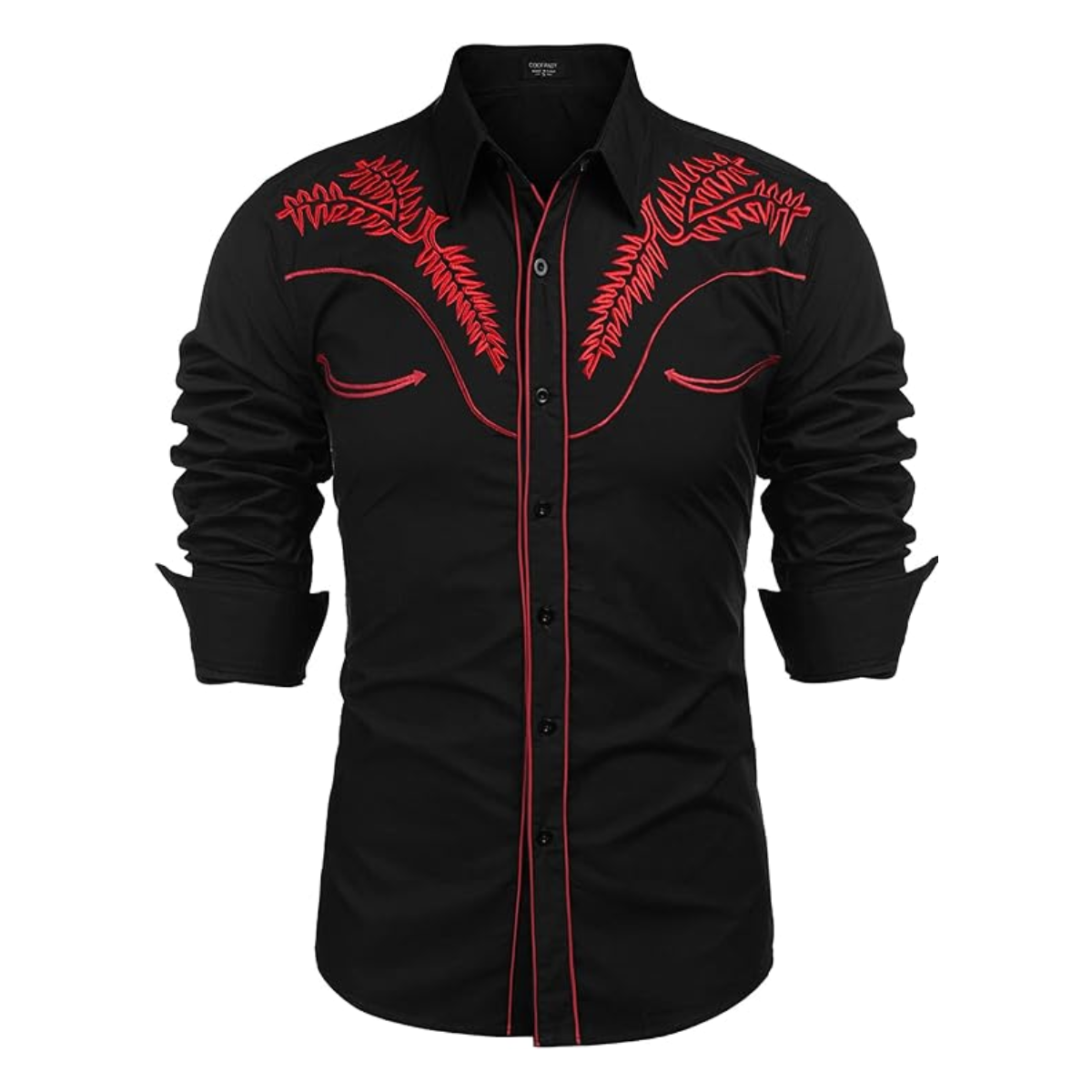 Men's Western Shirts Long Sleeve Slim Fit Embroideres Casual Shirt