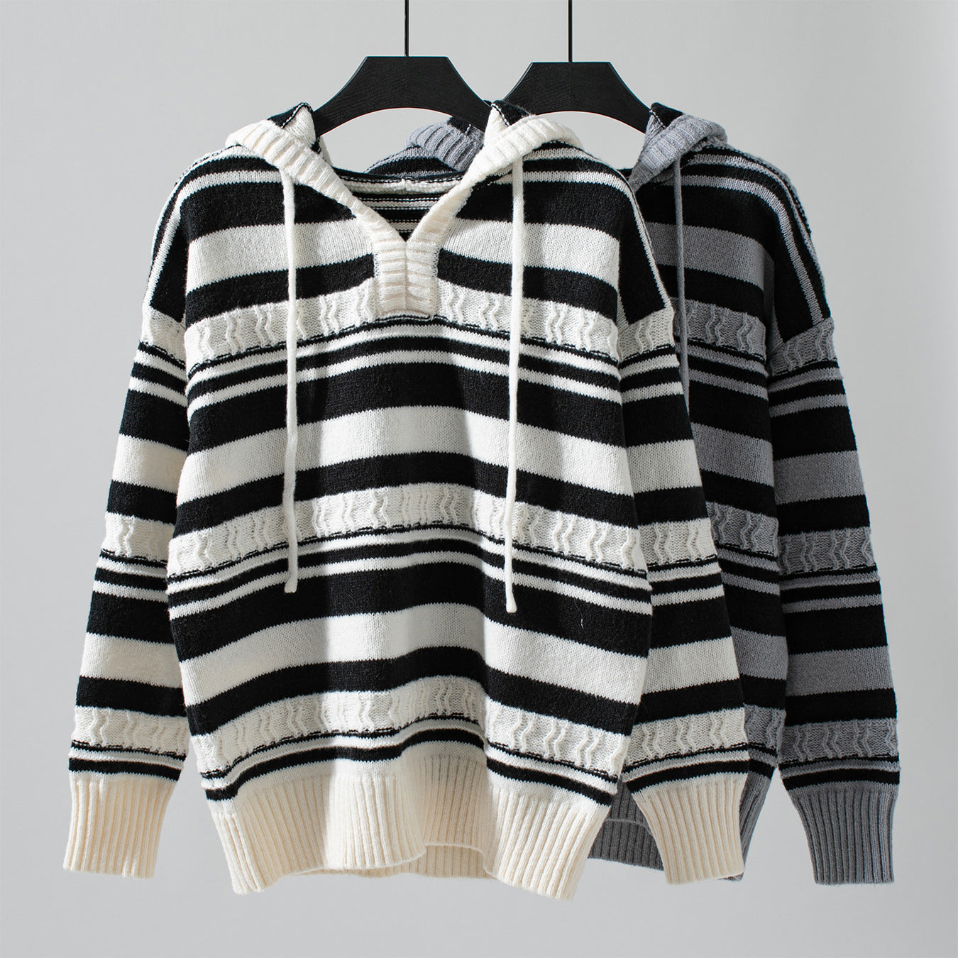 Audrey Striped Knit Hoodie