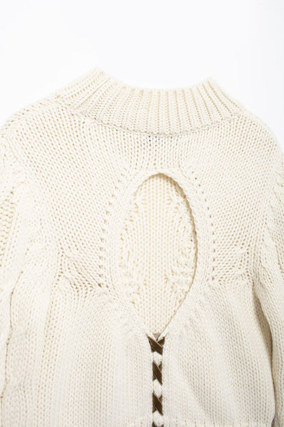 Isabella Open-Back Cable Knit Sweater