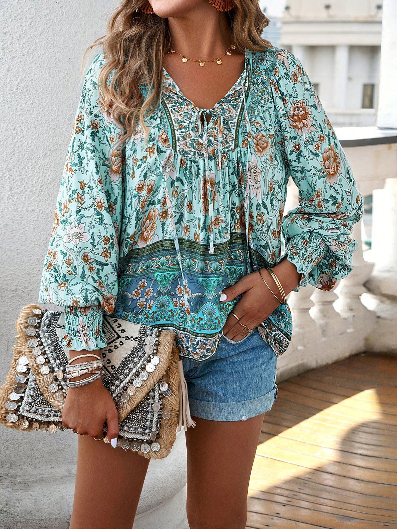 Elara Boho Floral Blouse