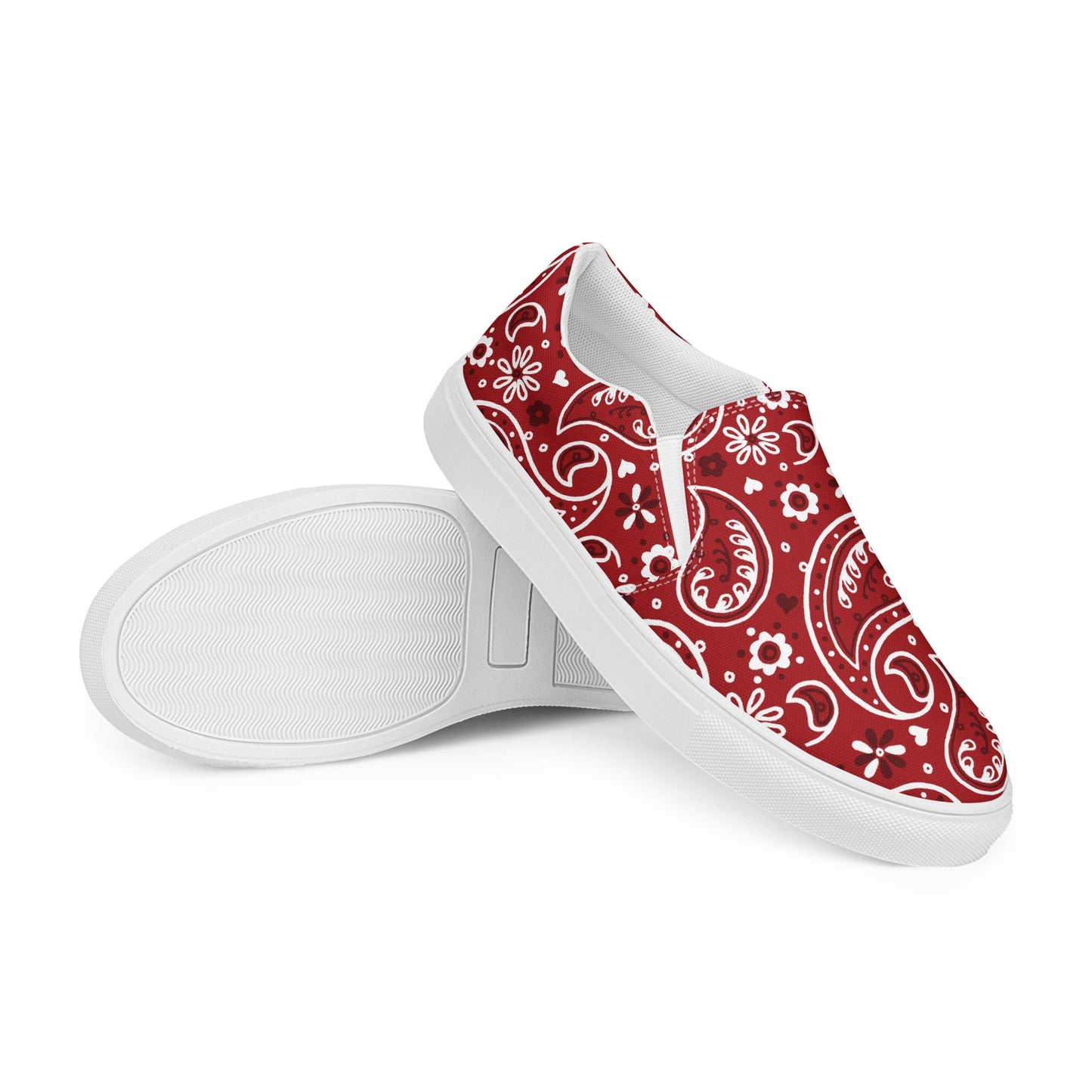 Red Bandana Women__ Slip-on Canvas Shoes