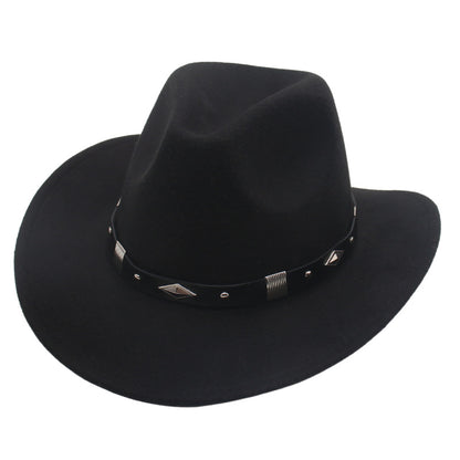 Men's Vintage Western Cowboy Hat Knight Woolen British Felt Hat