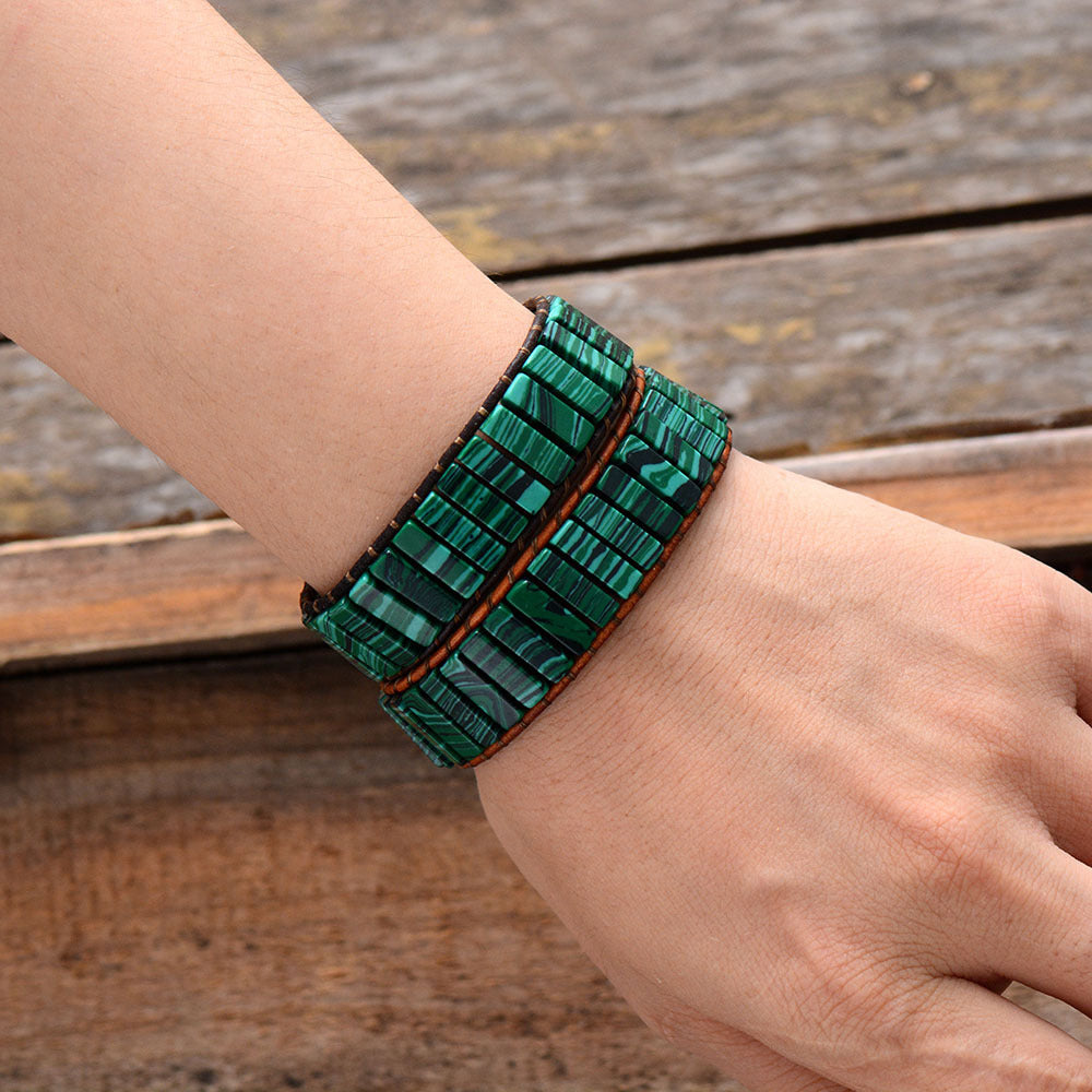 Unisex Vintage Malachite Natural Stone Ethnic Bracelet