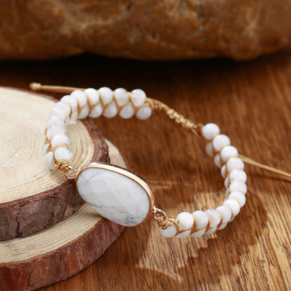 Unisex Egg-shaped White Pine Natural Stone Ethnic Style Bracelet