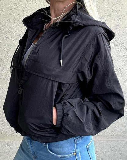 Women's Hooded Long Sleeve Sports Style Top Jacket