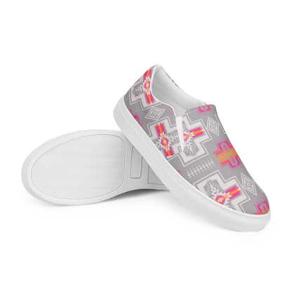 Pink Fire Aztec Women__ Slip-on Canvas Shoes