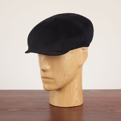 SHELBY Cotton Corduroy 8 Panels PEAKED  Cap Black