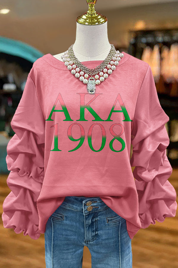 AKA Alpha Kappa Alpha Print Pleated Sweatshirt