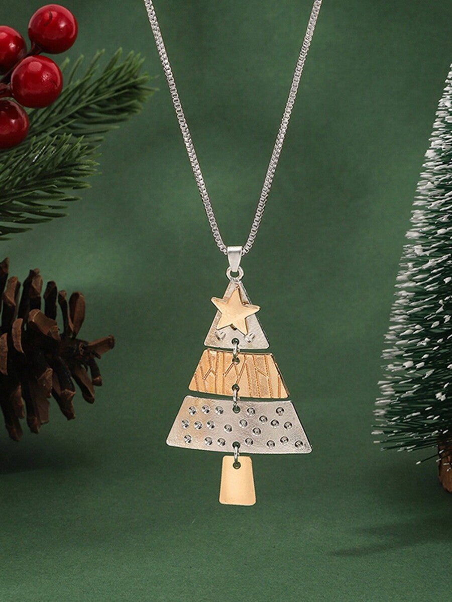 Exaggerated Chic Christmas Tree Necklace