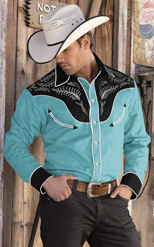 Men's Western Retro Print Shirts & Tops