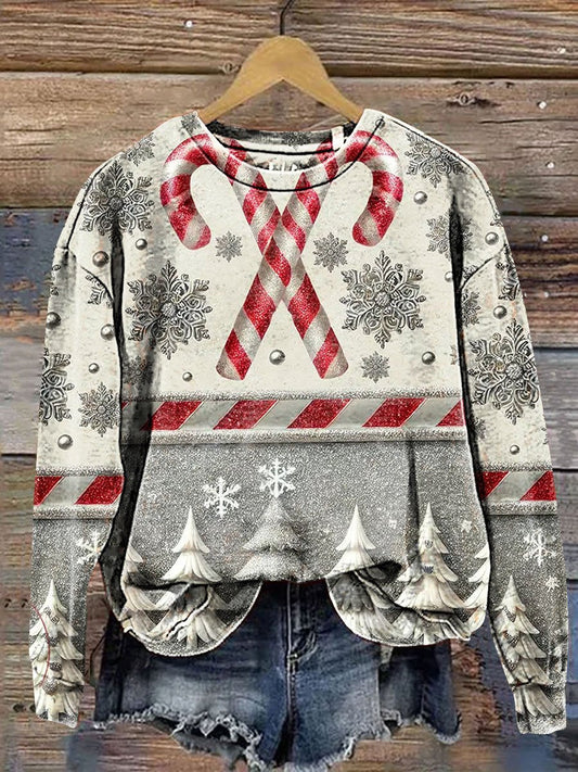 Winter Christmas Silver Art Print Casual Sweatshirt