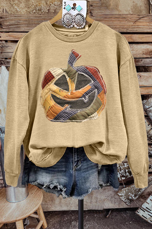 Contrast Pumpkin Crewneck Sweatshirt